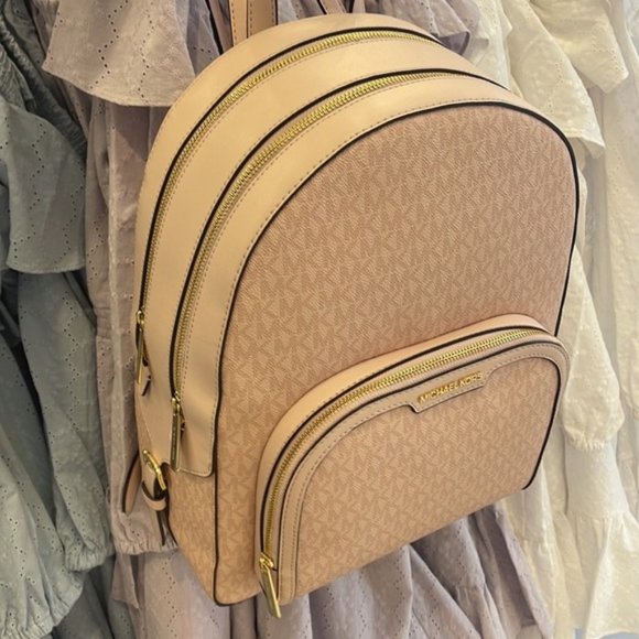 Michael Kors Jaycee Large Zip Pocket Backpack Dark Powder Blush - Picture 14 of 16